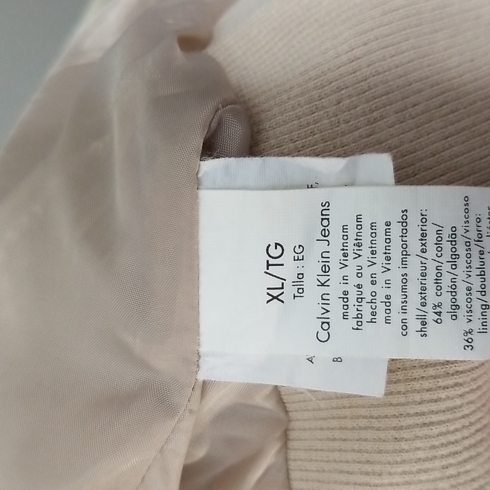 Calvin Klein Jeans Beige Cotton/Viscose Blend Moto Jacket Size XL - Picture 4 of 9